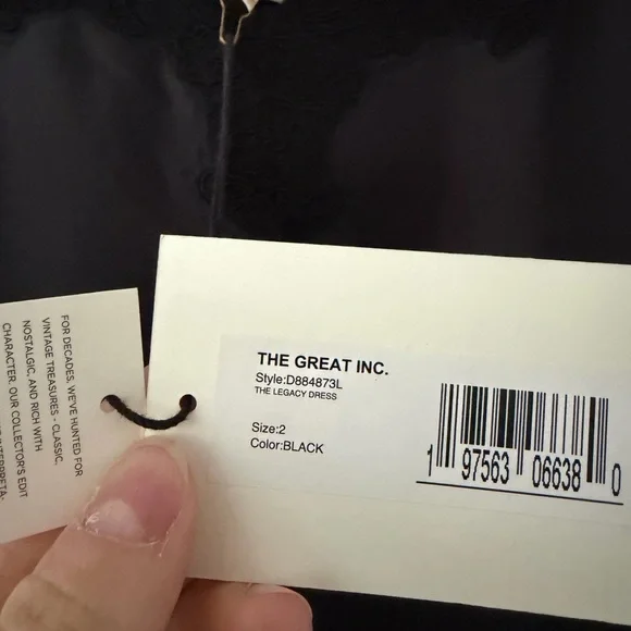 THE GREAT. Black Lace Detail midi dress - Picture 11 of 13